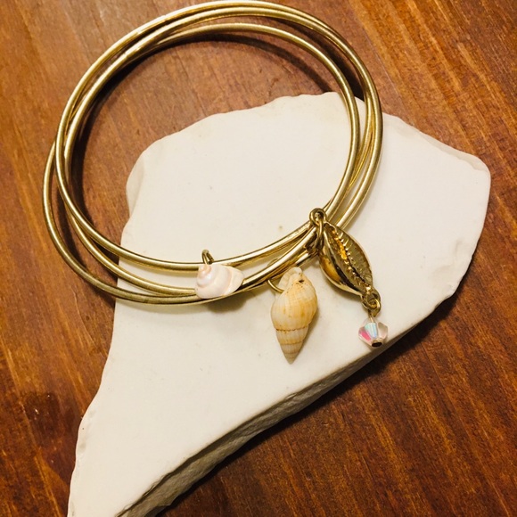 Stackable 🐚 shell bangles set of 3 - Picture 2 of 2